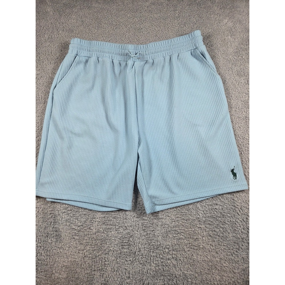 Unbranded Textured Shorts 4XL Light Blue Mens Pony Embroidery Waffle Knit